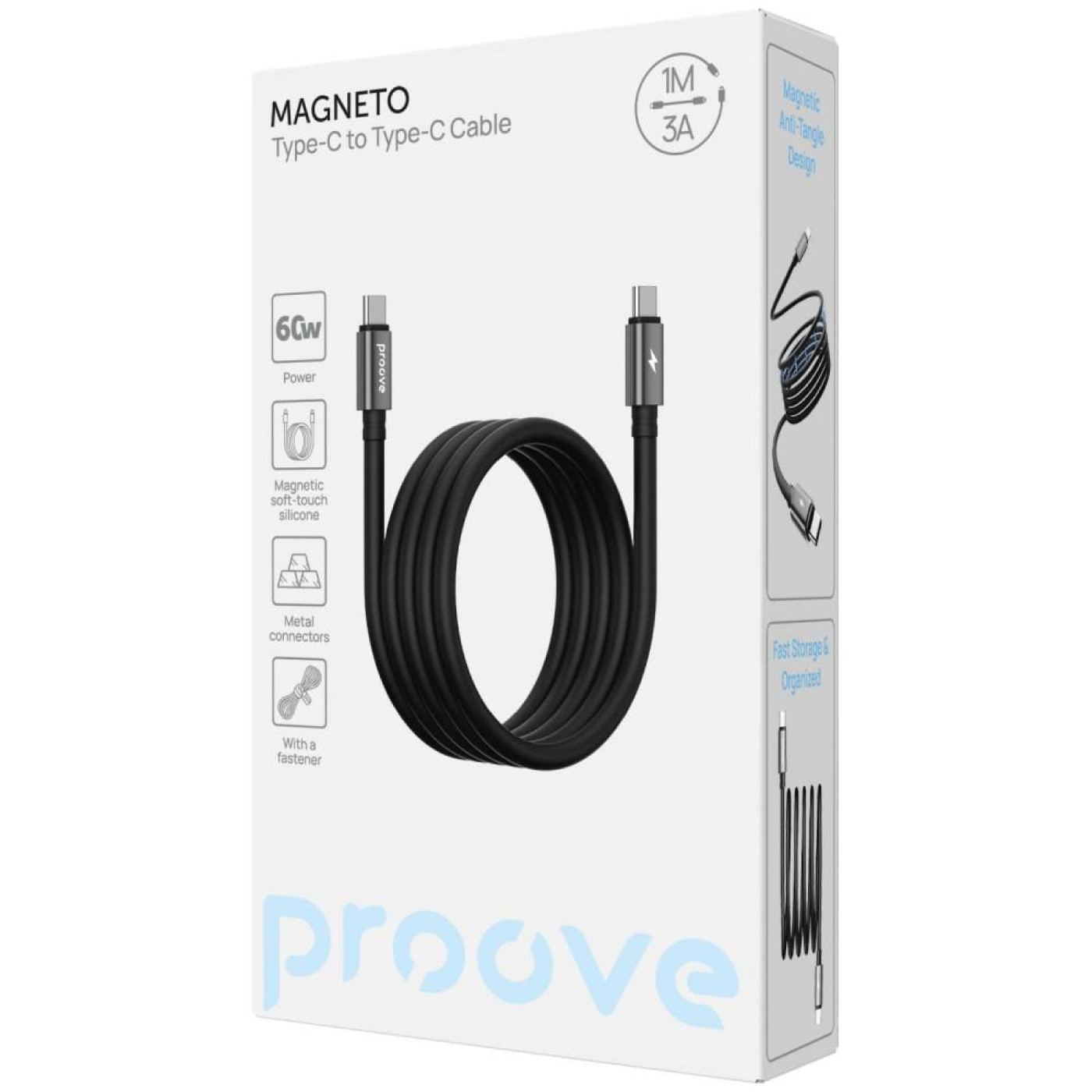 Кабель Proove Magneto Type-C to Type-C 60W (1m) black