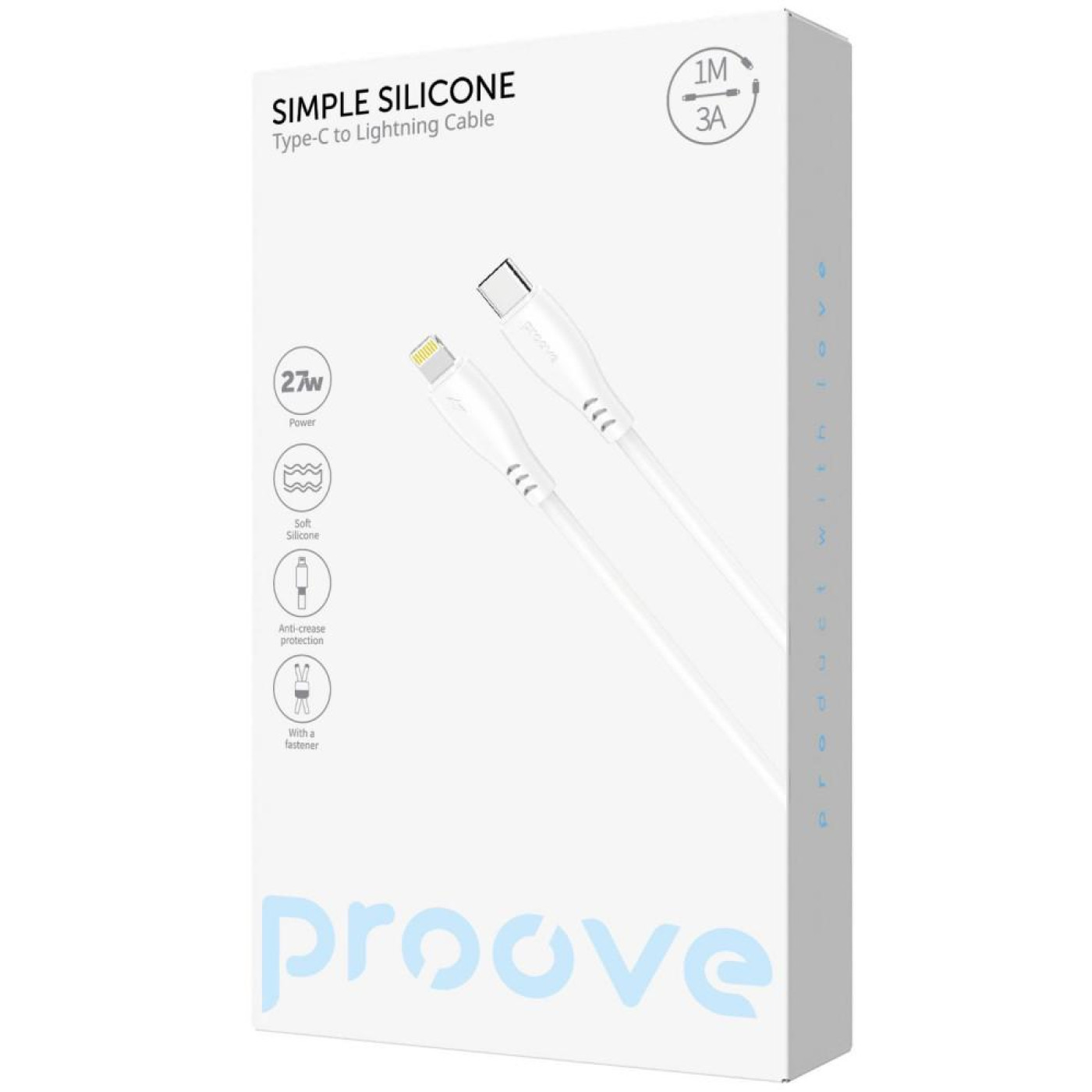 Кабель Proove Simple Silicone Type-C to Lightning 27W (1m) white