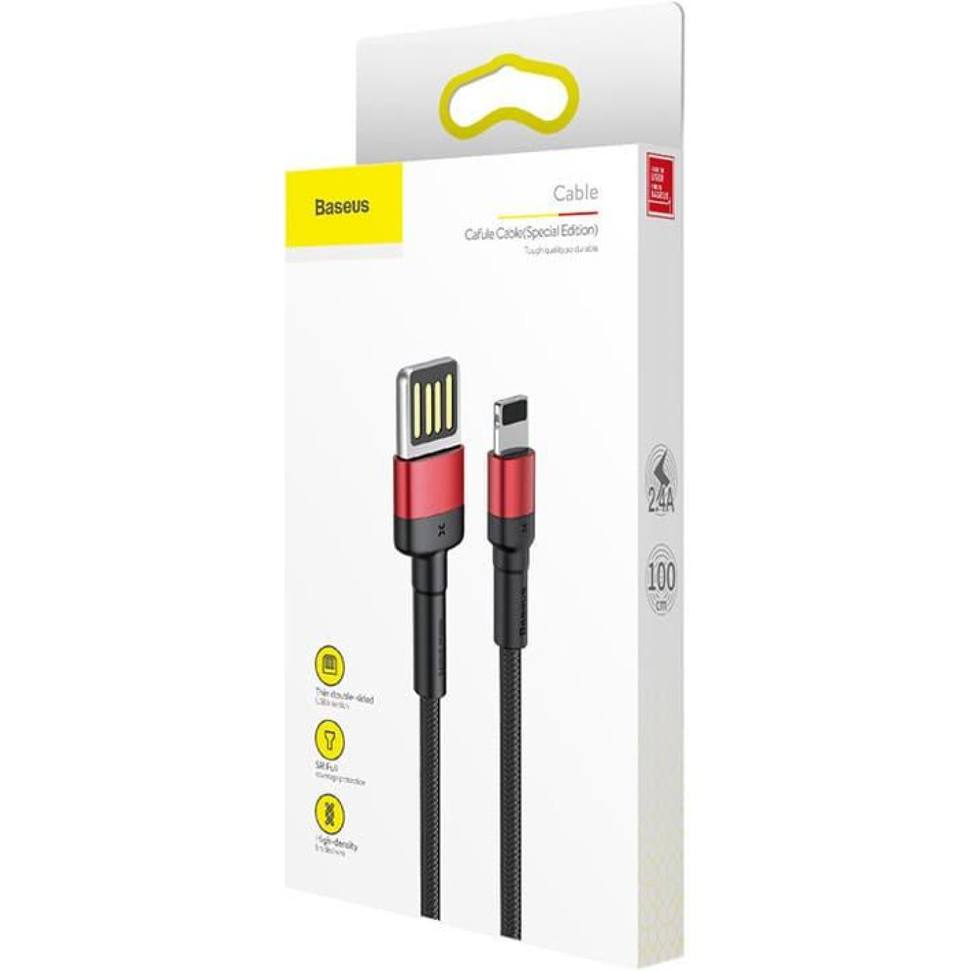 Кабель Baseus Cafule Lightning Special Edition 2.4A (1m) red/black (CALKLF-G91)