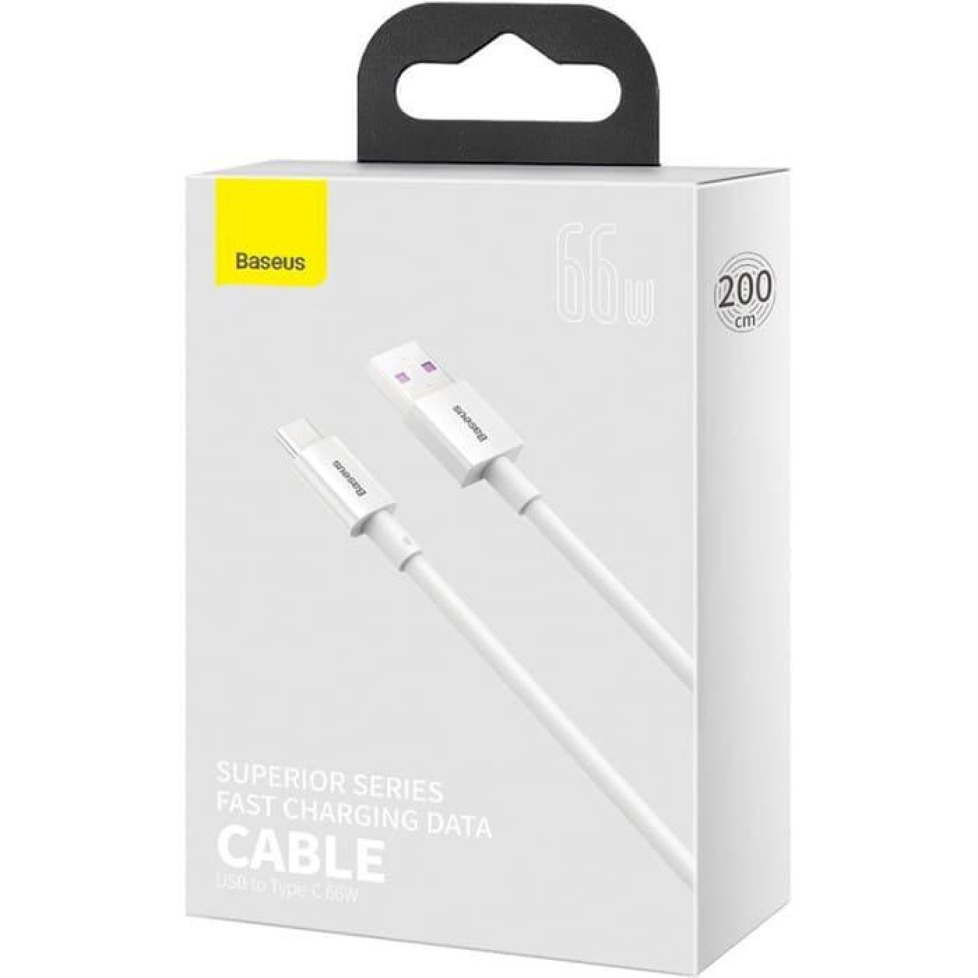 Кабель Baseus USB2.0AM-Type-C M, 2 м,(20V/3A), (66W) Superior Series Білий (CATYS-A02)