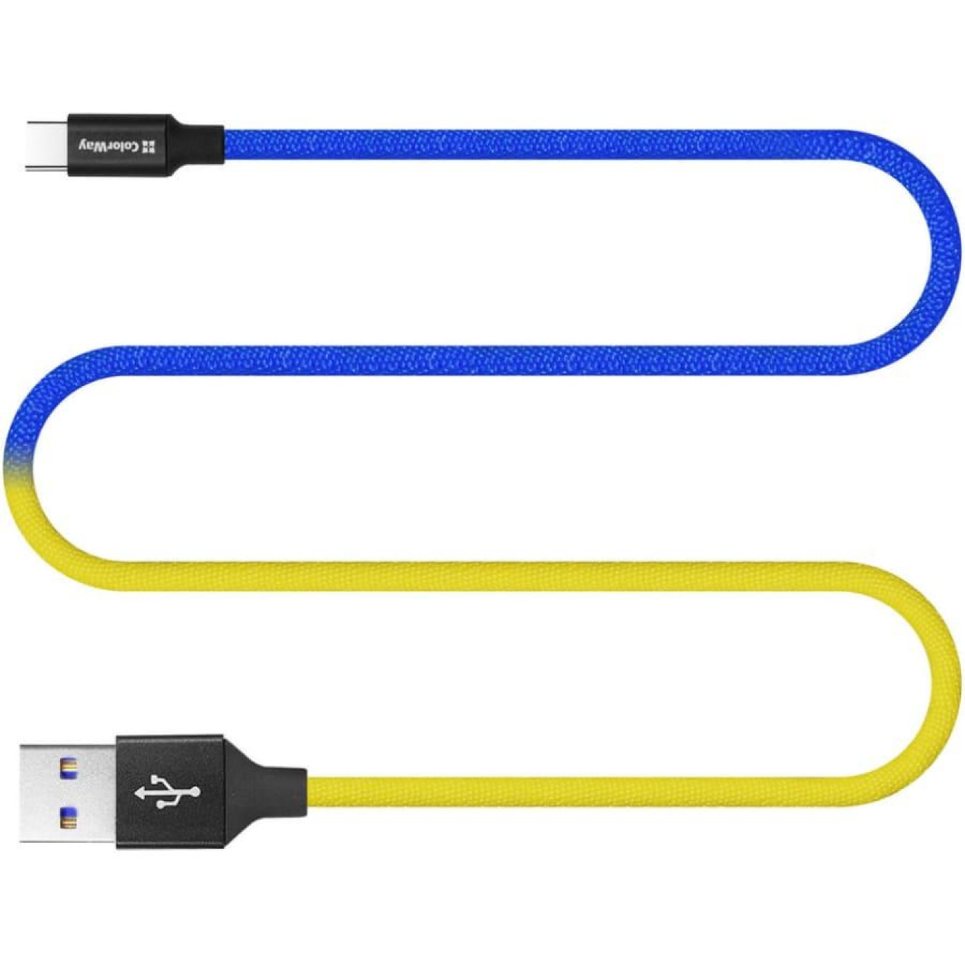 Кабель ColorWay USB - Type-C (national) 2.4А 1м синьо-жовтий (CW-CBUC052-BLY)