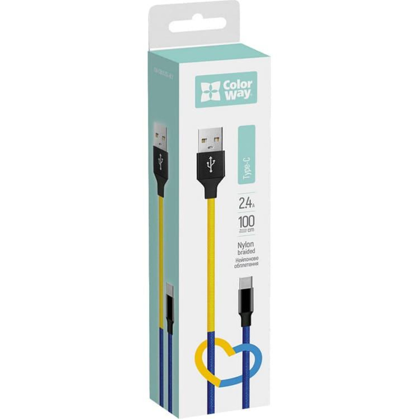 Кабель ColorWay USB - Type-C (national) 2.4А 1м синьо-жовтий (CW-CBUC052-BLY)