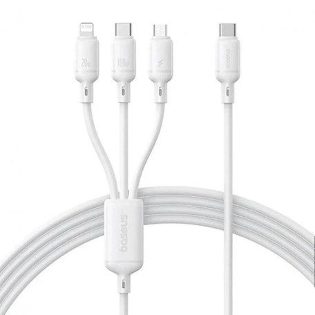 Кабель Baseus Silky One-for-Three Fast Charging Type-C to Micro USB+Lightning+Type-C 100W 1.5m white (P10377706213-00)
