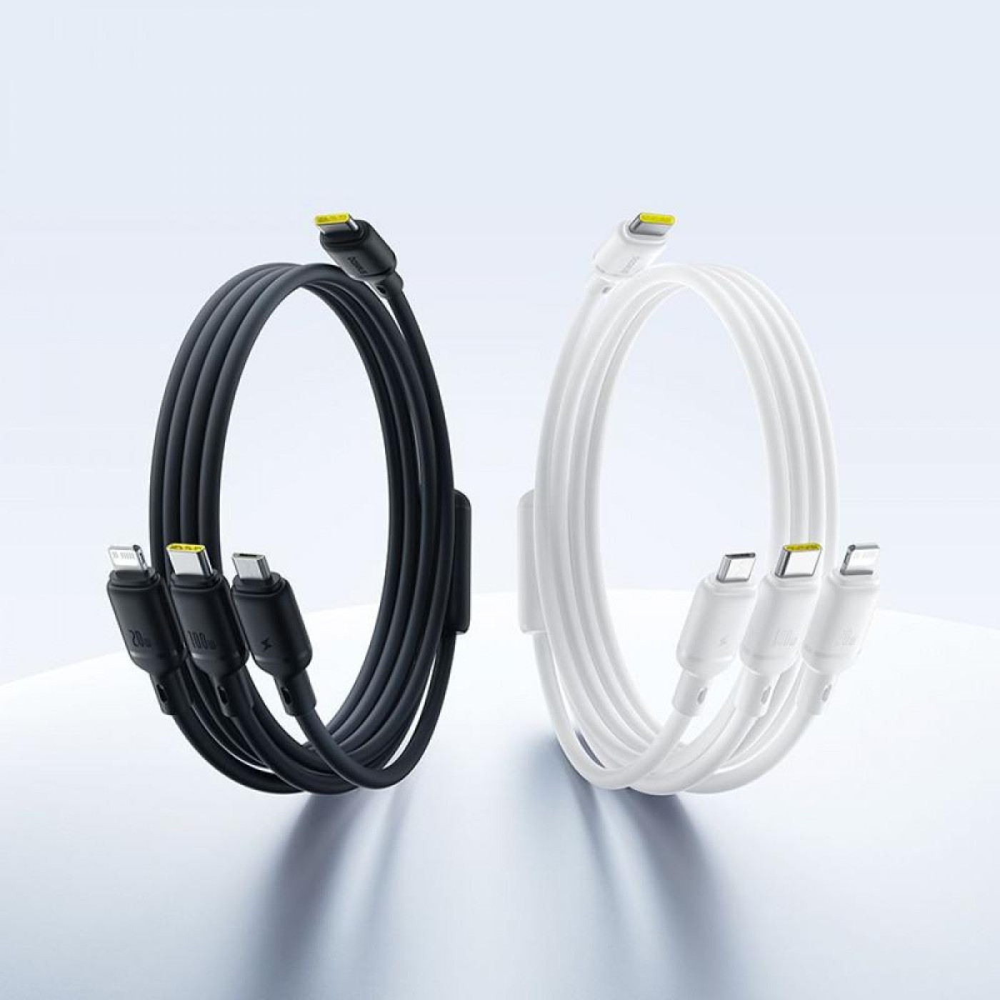 Кабель Baseus Silky One-for-Three Fast Charging Type-C to Micro USB+Lightning+Type-C 100W 1.5m white (P10377706213-00)