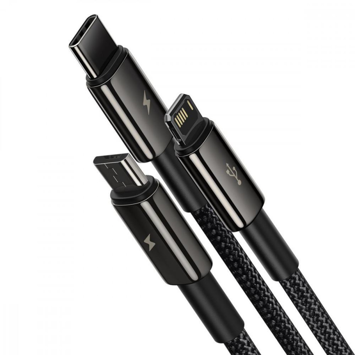 Кабель Baseus Tungsten Gold One-for-three Fast Charging Data 3-in-1 (Micro USB+Lightning+Type-C) 3.5 black (CAMLTWJ-01)