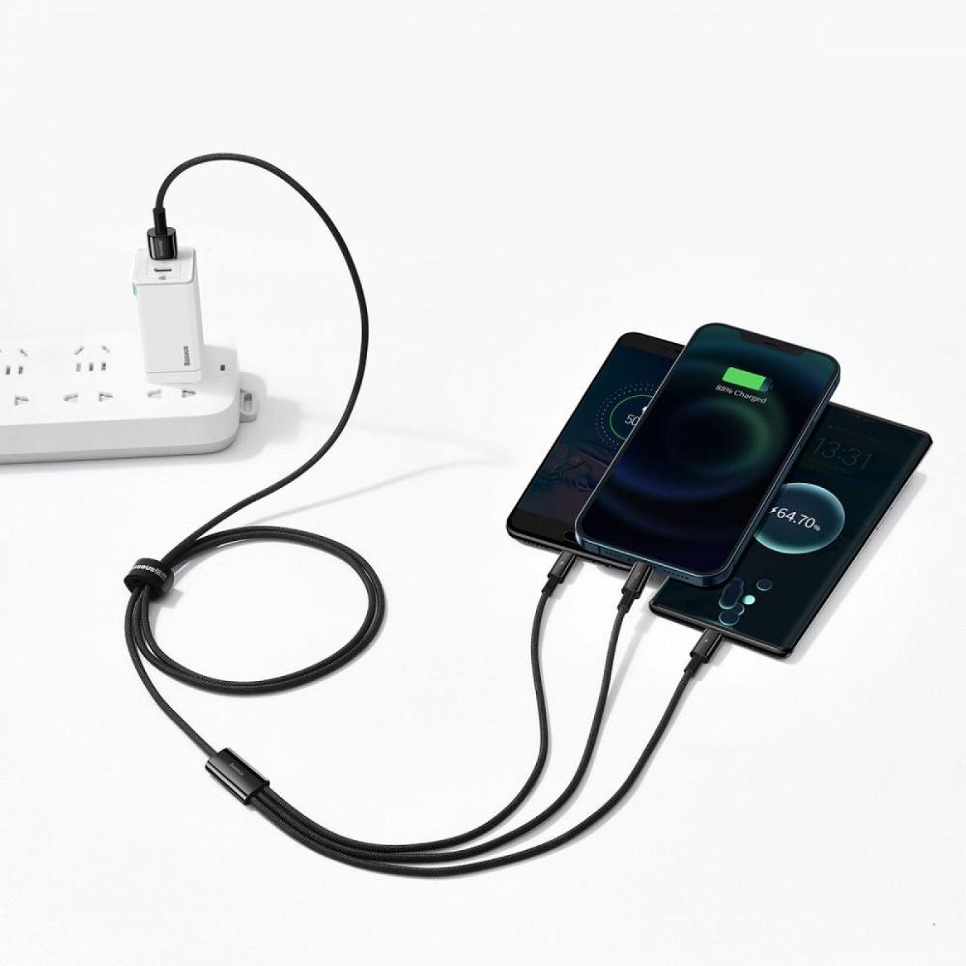 Кабель Baseus Tungsten Gold One-for-three Fast Charging Data 3-in-1 (Micro USB+Lightning+Type-C) 3.5 black (CAMLTWJ-01)