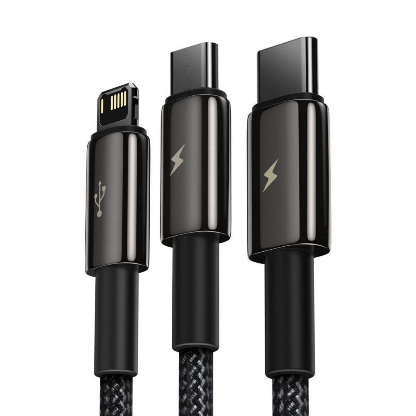 Кабель Baseus Tungsten Gold One-for-three Fast Charging Data 3-in-1 (Micro USB+Lightning+Type-C) 3.5 black (CAMLTWJ-01)
