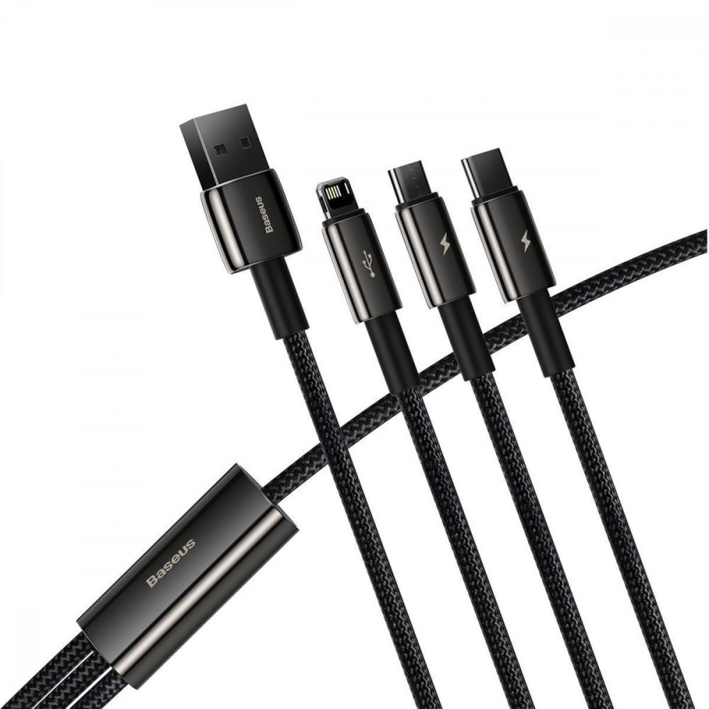 Кабель Baseus Tungsten Gold One-for-three Fast Charging Data 3-in-1 (Micro USB+Lightning+Type-C) 3.5 black (CAMLTWJ-01)