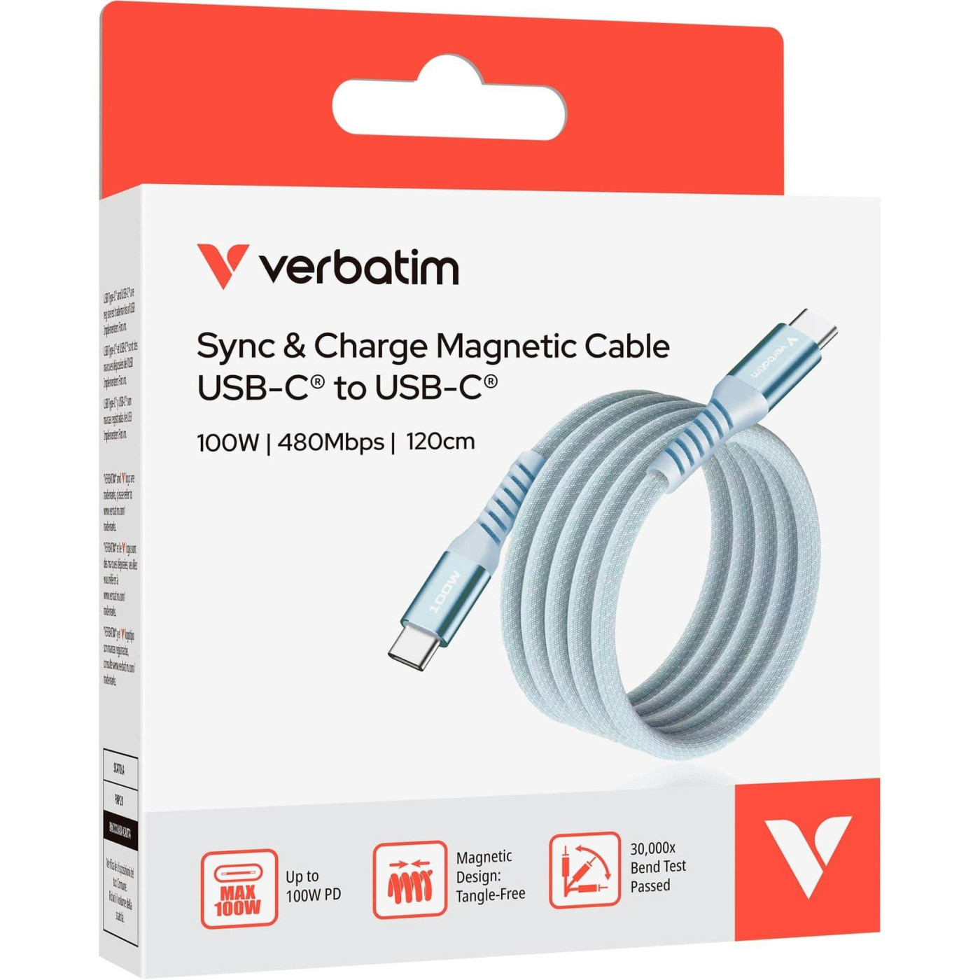 Кабель Verbatim 100 Вт /USB-C–USB-C /120 см-блакитний (31856)