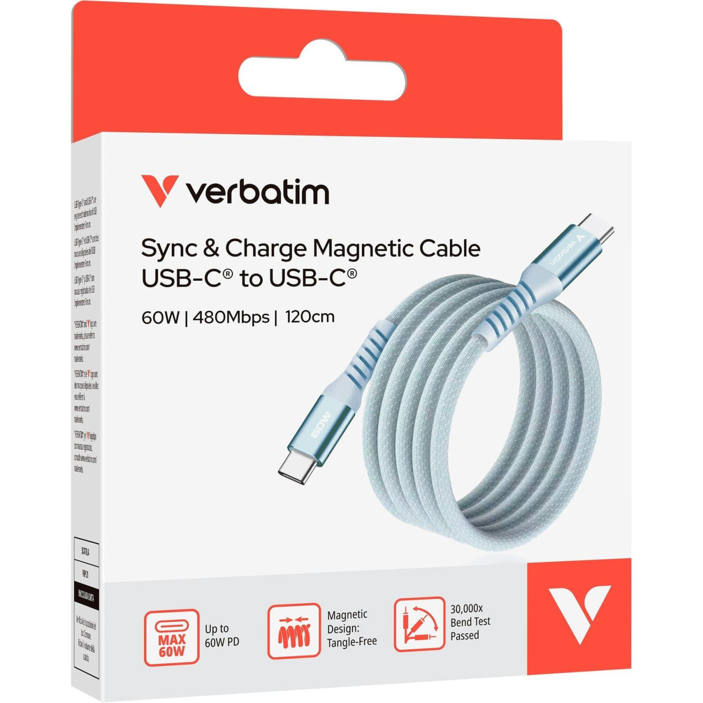 Кабель Verbatim 60 Вт /USB-C–USB-C /120 см-блакинтий (31852)