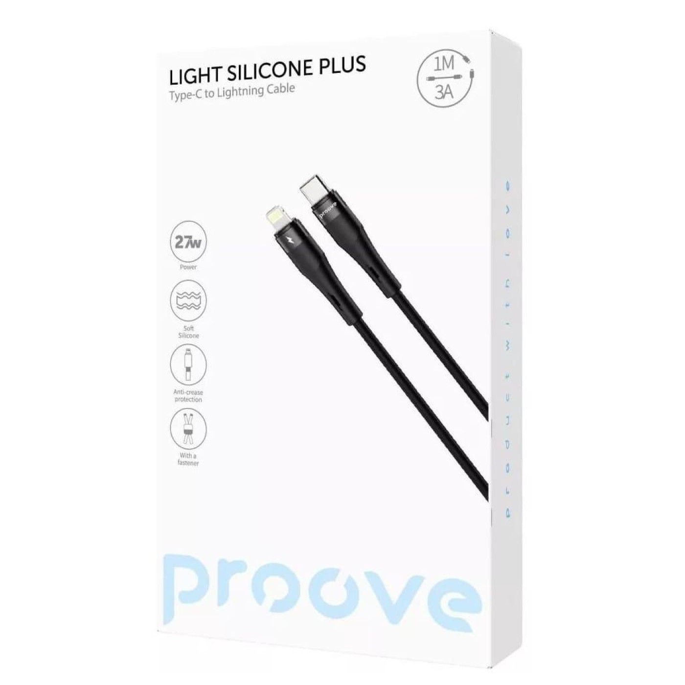 Кабель Proove Light Silicone Plus Type-C to Lightning 27W (1m) black (CCLS27002101)