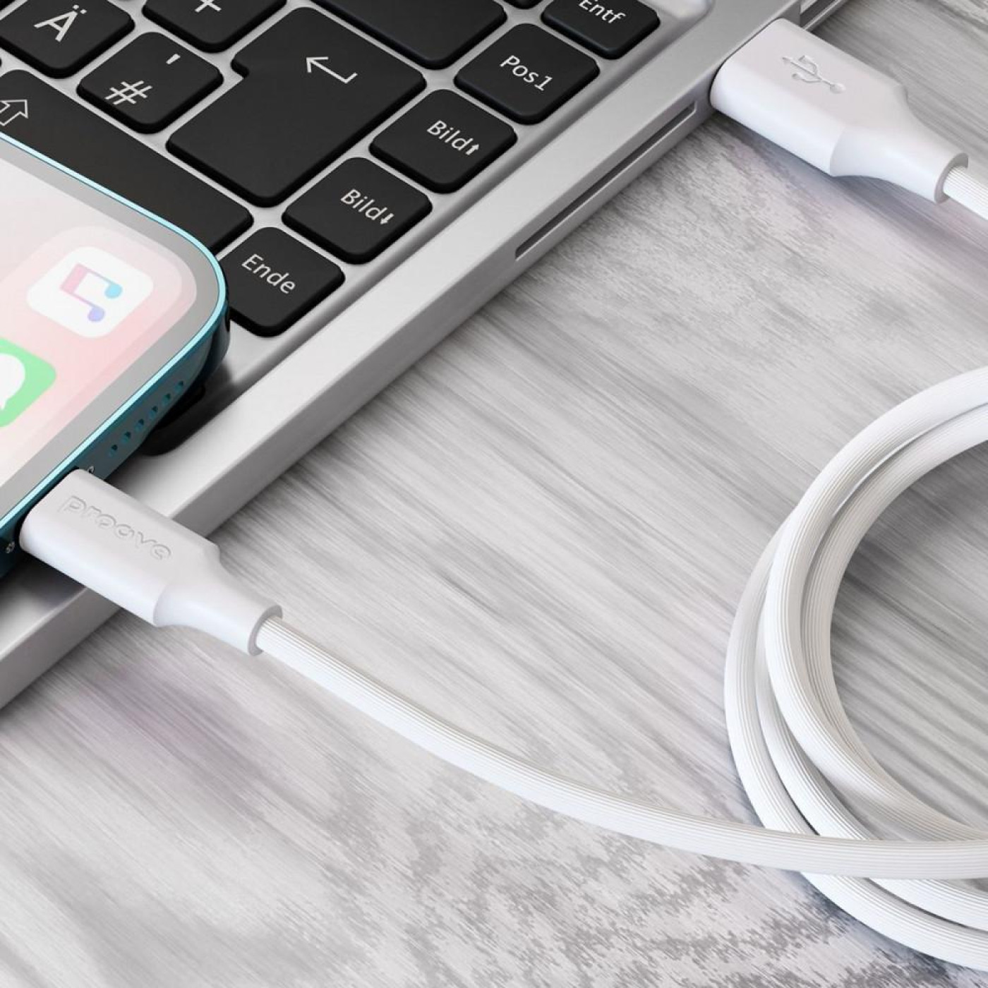 Кабель Proove Striped Silicone USB to Lightning (1m) white