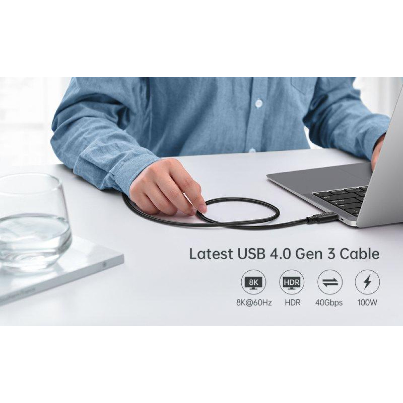 Кабель Choetech USB4 Type-C-Type-C 0.8 м. Black (XCC-1028-BK)