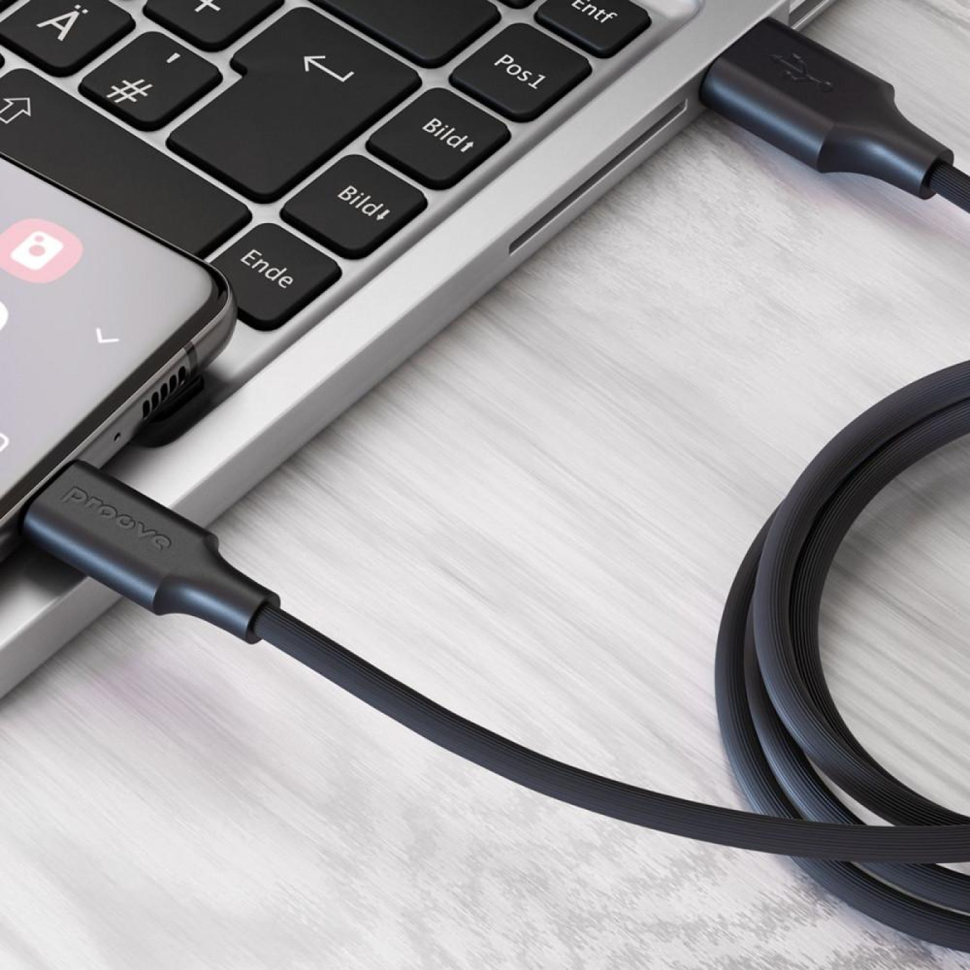 Кабель Proove Striped Silicone USB to Type-C (1m) black