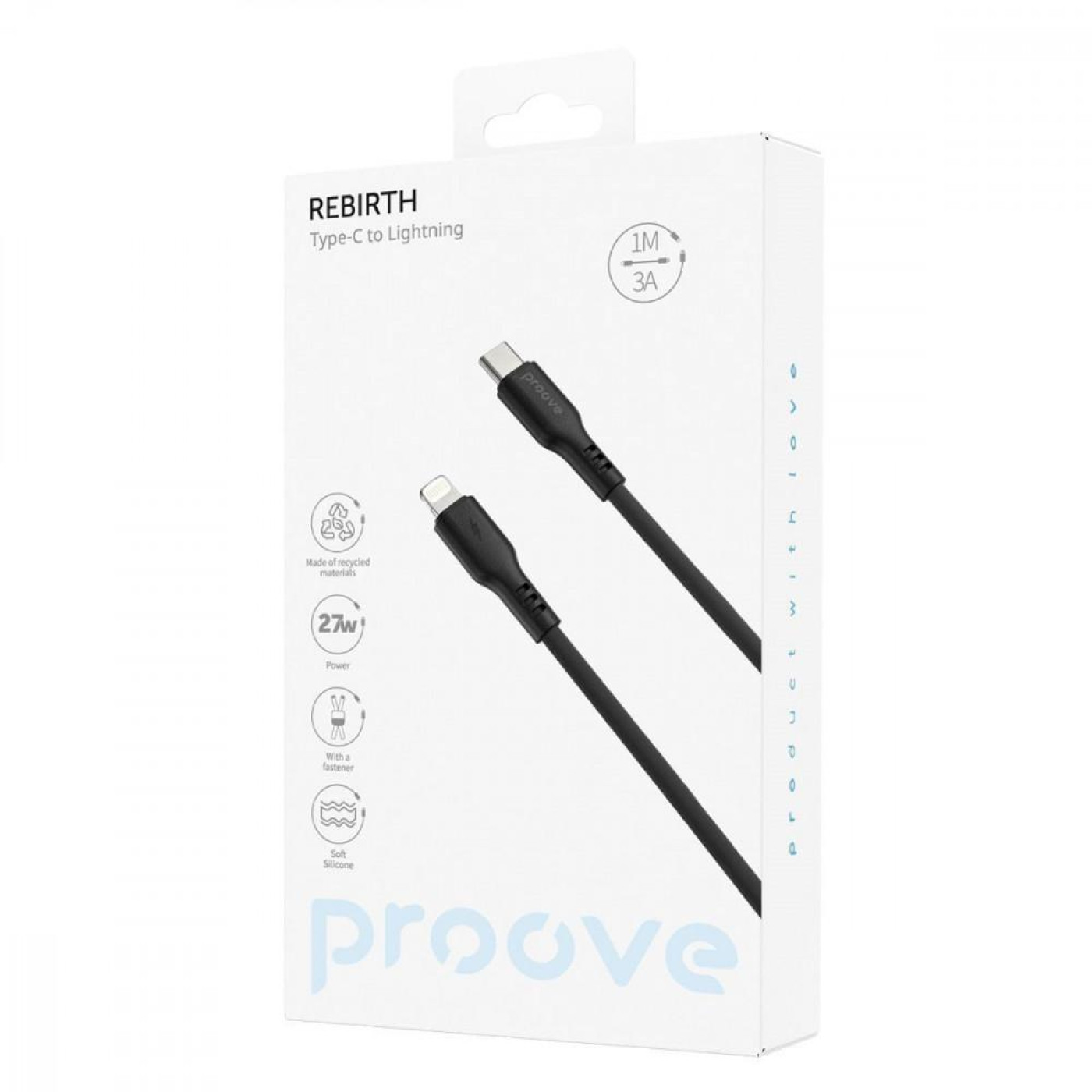 Кабель Proove Rebirth Type-C to Lightning 27W (1m) black