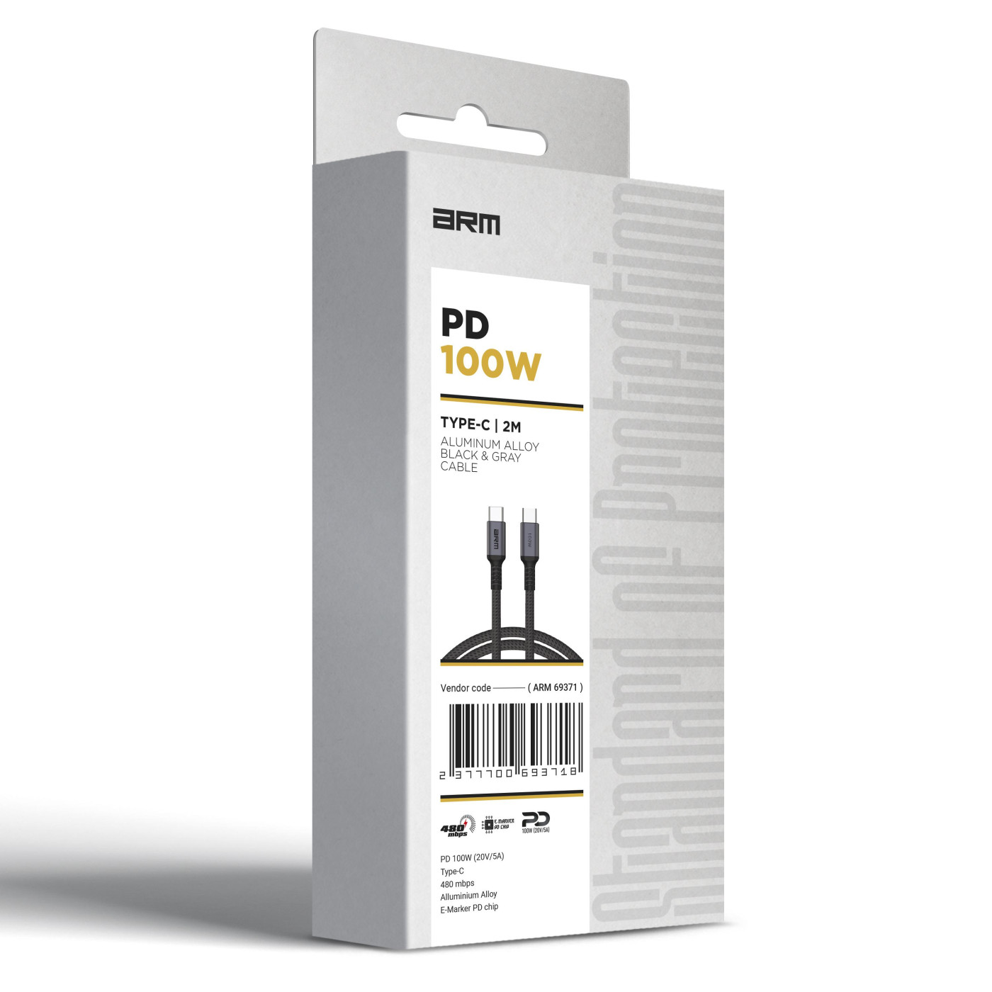 Кабель ArmorStandart PD 100W Aluminum Alloy 2m Black-Grey (ARM69371)