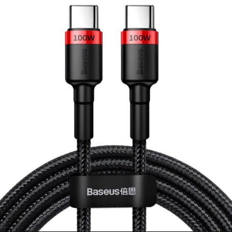 Кабель Baseus Cafule Flash Charging Type-C to Type-C PD 2.0 100W (2m) red/black (CATKLF-AL91)