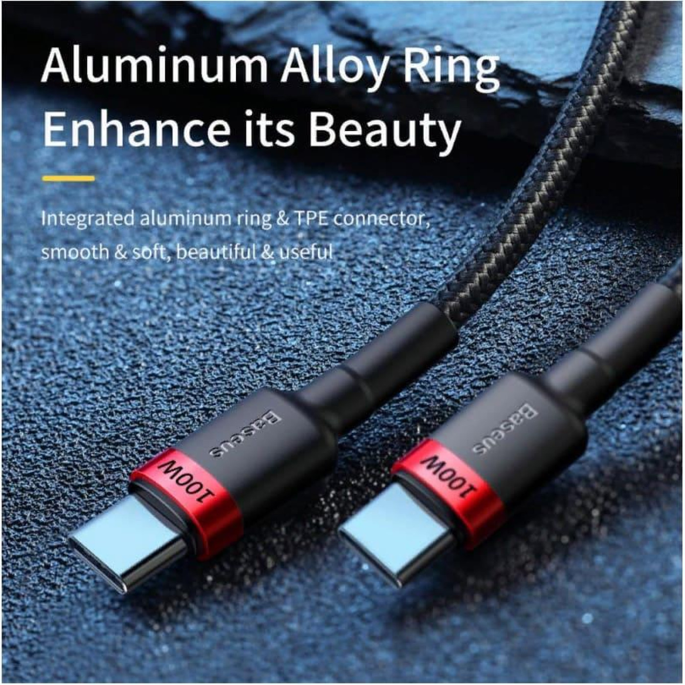 Кабель Baseus Cafule Flash Charging Type-C to Type-C PD 2.0 100W (2m) red/black (CATKLF-AL91)