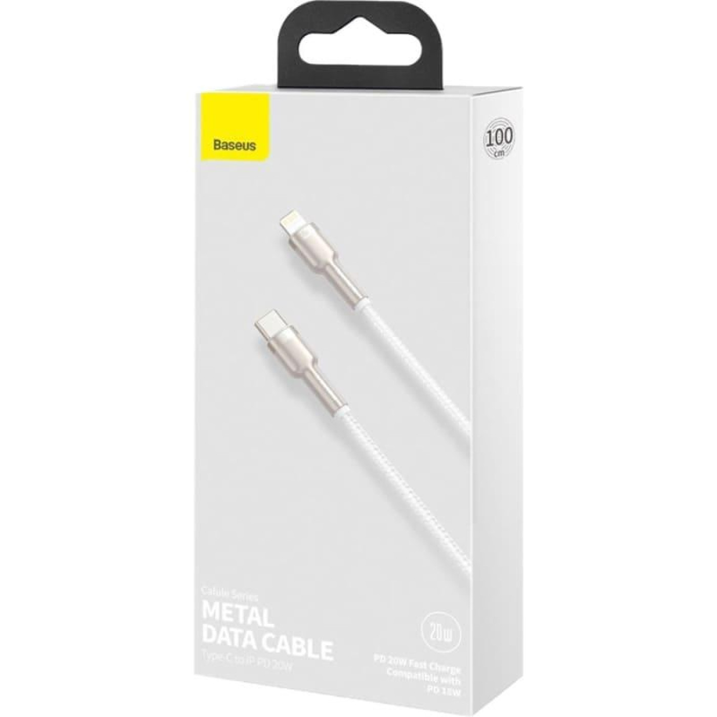 Кабель Baseus Cafule Metal Type-C to Lightning PD 20W (1m) white (CATLJK-A02)