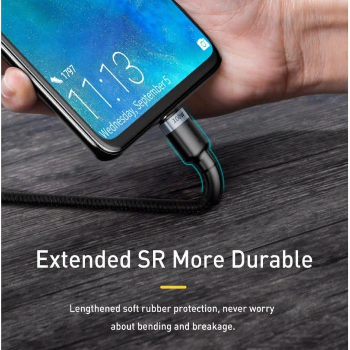 Кабель Baseus Cafule Type-C to Type-C PD 2.0 100W (2m) gray/black (CATKLF-ALG1)