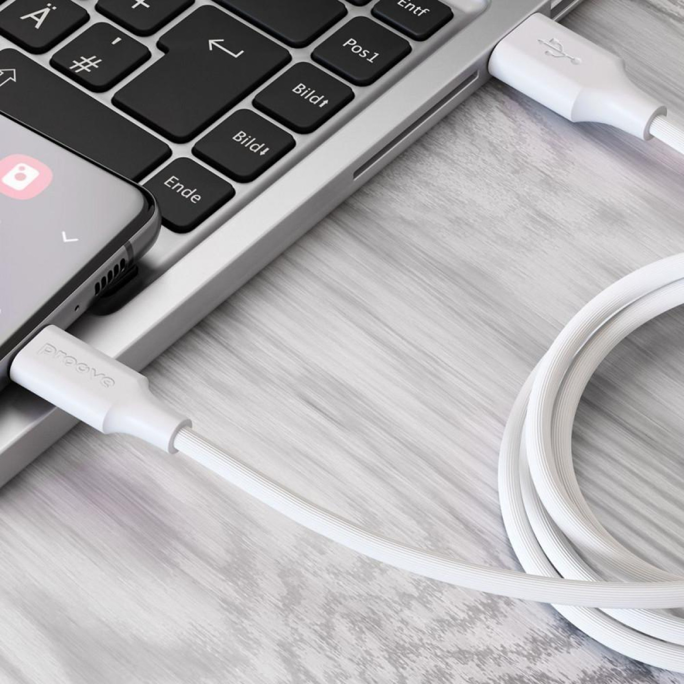 Кабель Proove Striped Silicone USB to Type-C (1m) white