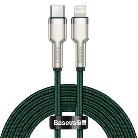 Кабель Baseus Cafule Metal Type-C to Lightning PD 20W (1m) green (CATLJK-A06)
