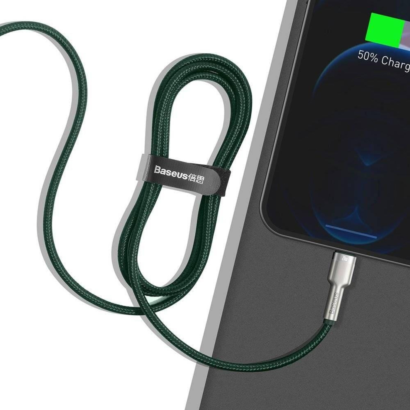 Кабель Baseus Cafule Metal Type-C to Lightning PD 20W (1m) green (CATLJK-A06)