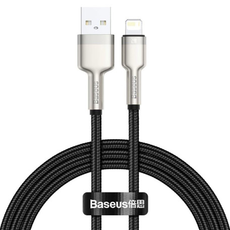 Кабель Baseus Cafule Metal Lightning 2.4A (1m) black (CALJK-A01)