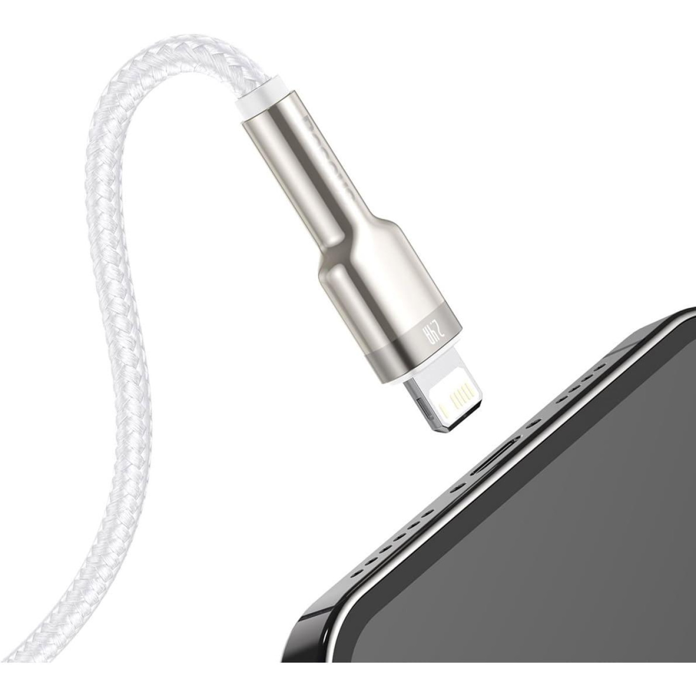 Кабель Baseus Cafule Metal Lightning 2.4A (1m) white (CALJK-A02)