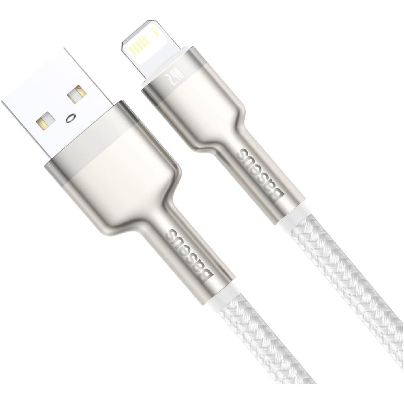 Кабель Baseus Cafule Metal Lightning 2.4A (1m) white (CALJK-A02)