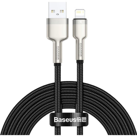 Кабель Baseus Cafule Metal Lightning 2.4A (2m) black (CALJK-B01)