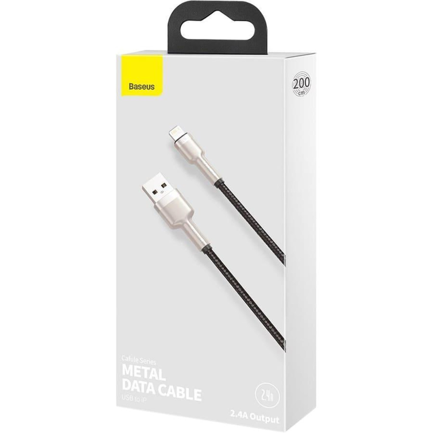 Кабель Baseus Cafule Metal Lightning 2.4A (2m) black (CALJK-B01)
