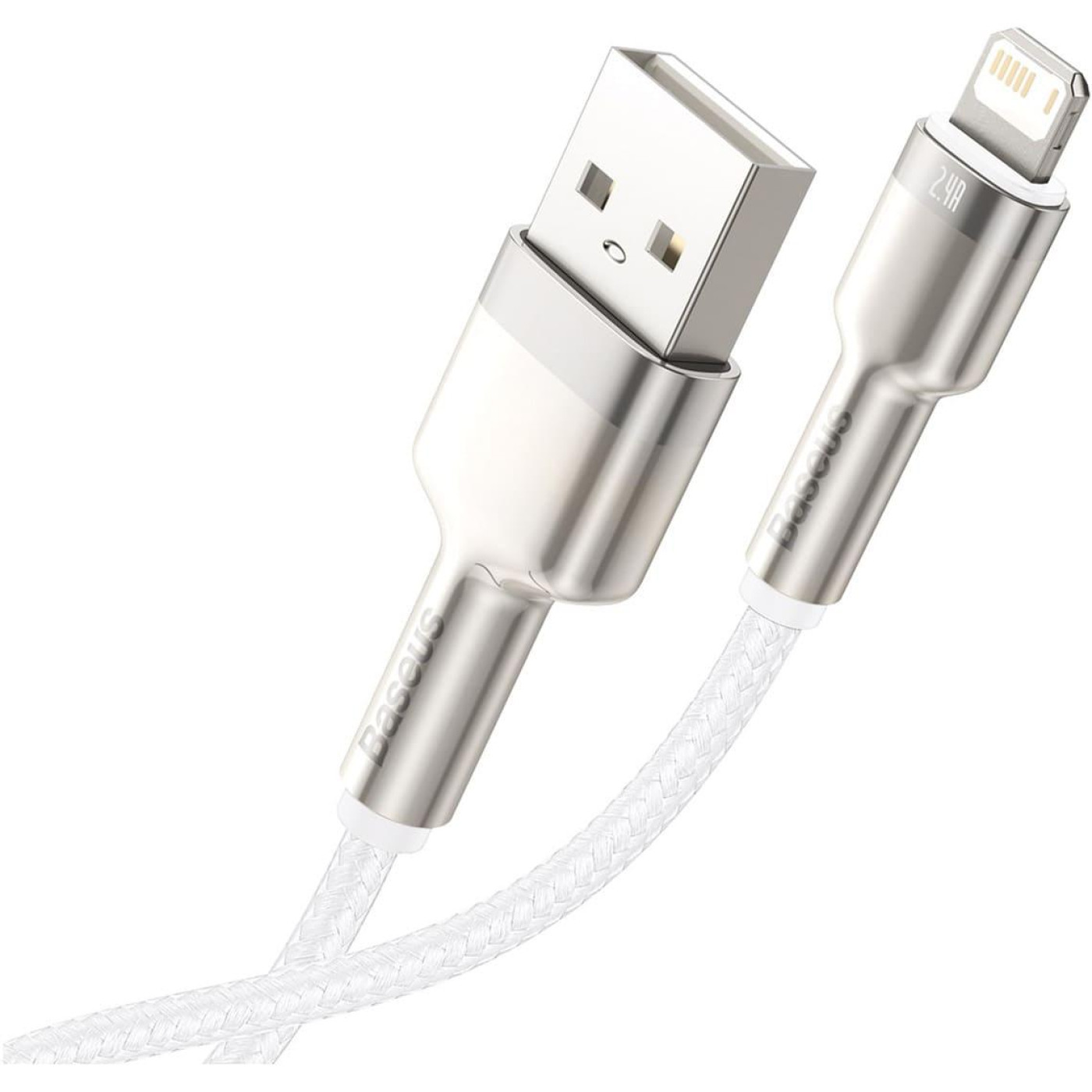 Кабель Baseus Cafule Metal Lightning 2.4A (2m) white (CALJK-B02)