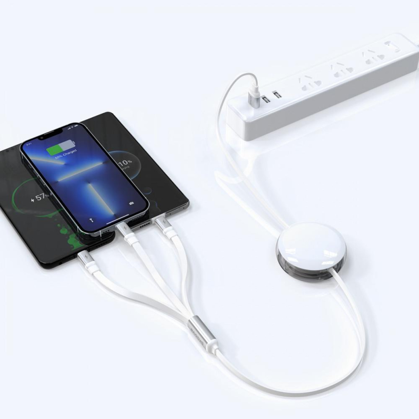 Кабель Proove Triple Sync 3 in 1 Type-C + Micro USB + Lightning (1.2m) white