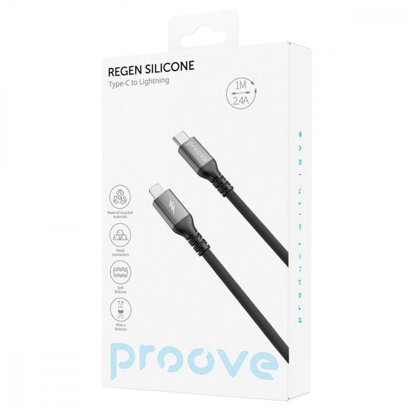 Кабель Proove ReGen Silicone Type-C to Lightning 27W (1m) black