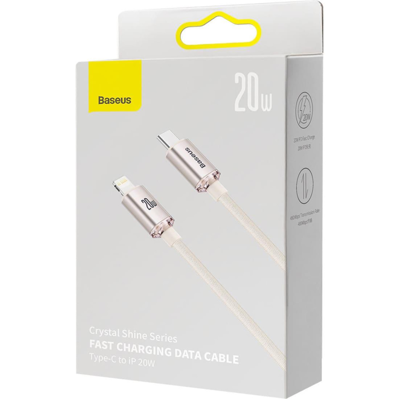 Кабель Baseus Lightning Crystal Shine Series Fast Charging Data Cable Type-C to Lightning 20W 1.2m Pink (CAJY001304)