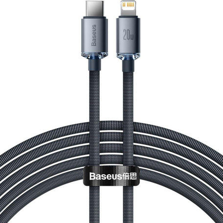 Кабель Baseus Lightning USB Type-C to Lightning Crystal Shine Series 20W 2m Black (CAJY000301)