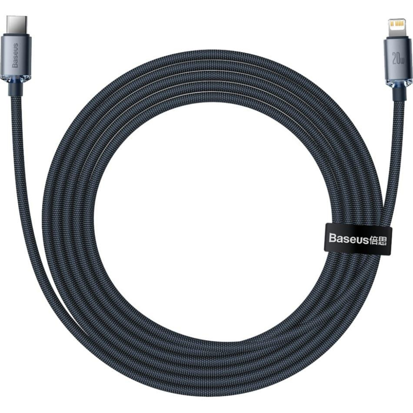 Кабель Baseus Lightning USB Type-C to Lightning Crystal Shine Series 20W 2m Black (CAJY000301)