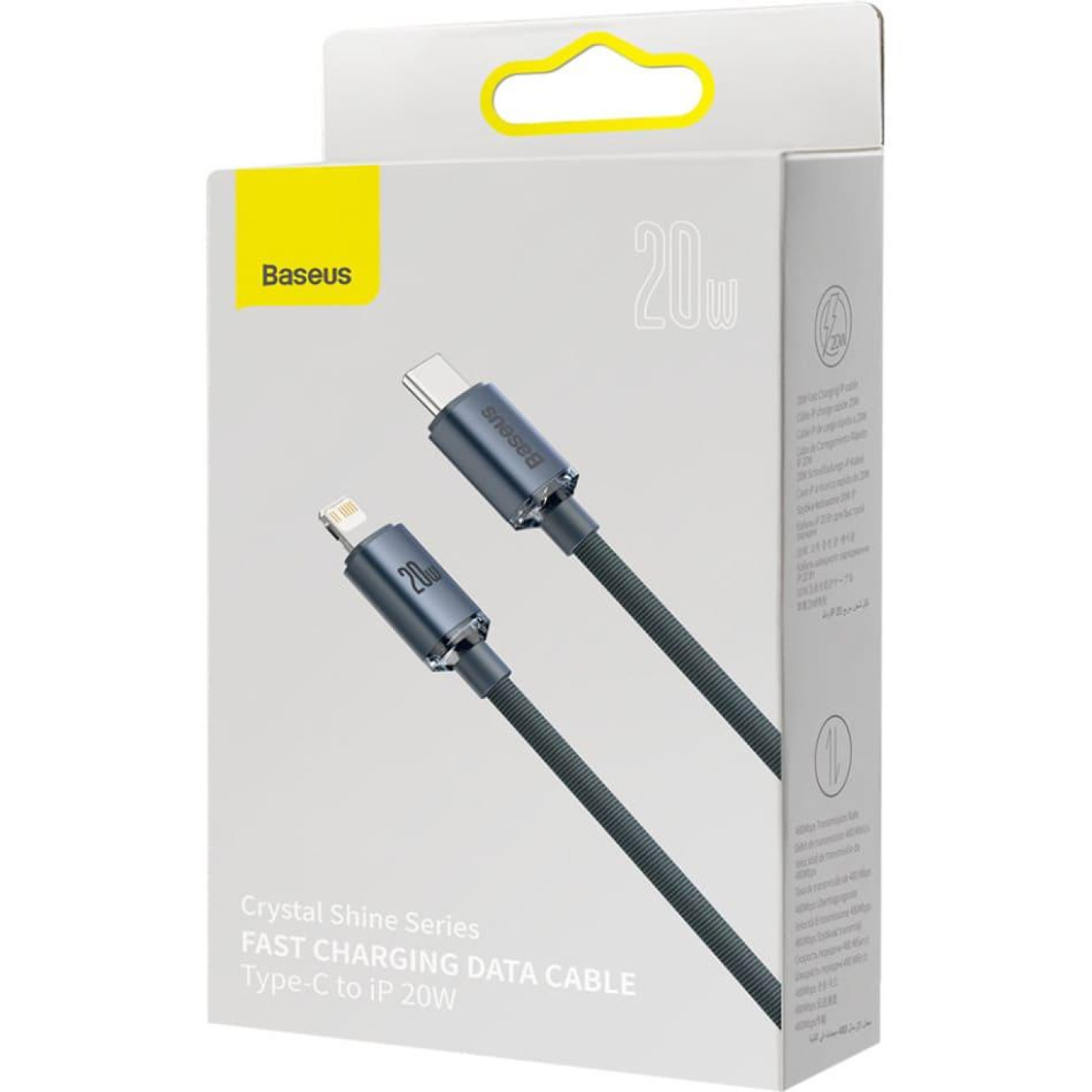 Кабель Baseus Lightning USB Type-C to Lightning Crystal Shine Series 20W 2m Black (CAJY000301)