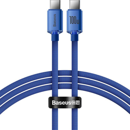 Кабель Baseus USB Type-C Crystal Shine Series Fast Charging Data Cable Type-C to Type-C 100W 1.2m Blue (CAJY000603)