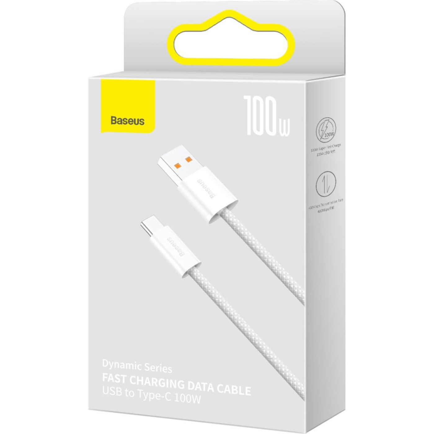 Кабель Baseus USB Type-C Dynamic Series Fast Charging Data cabel USB to Type-C 100W 2m White (CALD000702)