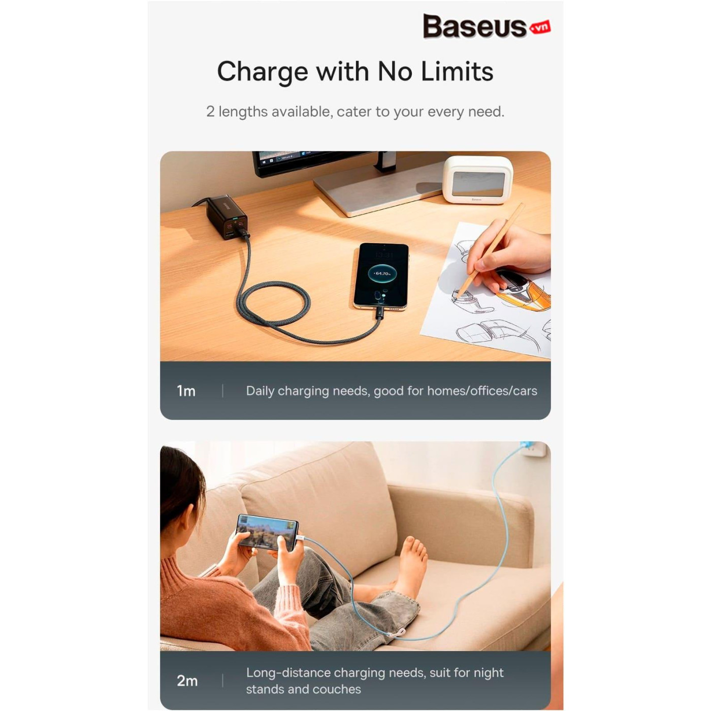 Кабель Baseus USB Type-C Dynamic Series Fast Charging Data cabel USB to Type-C 100W 2m White (CALD000702)