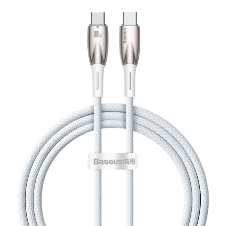 Кабель Baseus USB Type-C Glimmer Series Power Delivery Type-C to Type-C 100W 1m White (CADH000702)