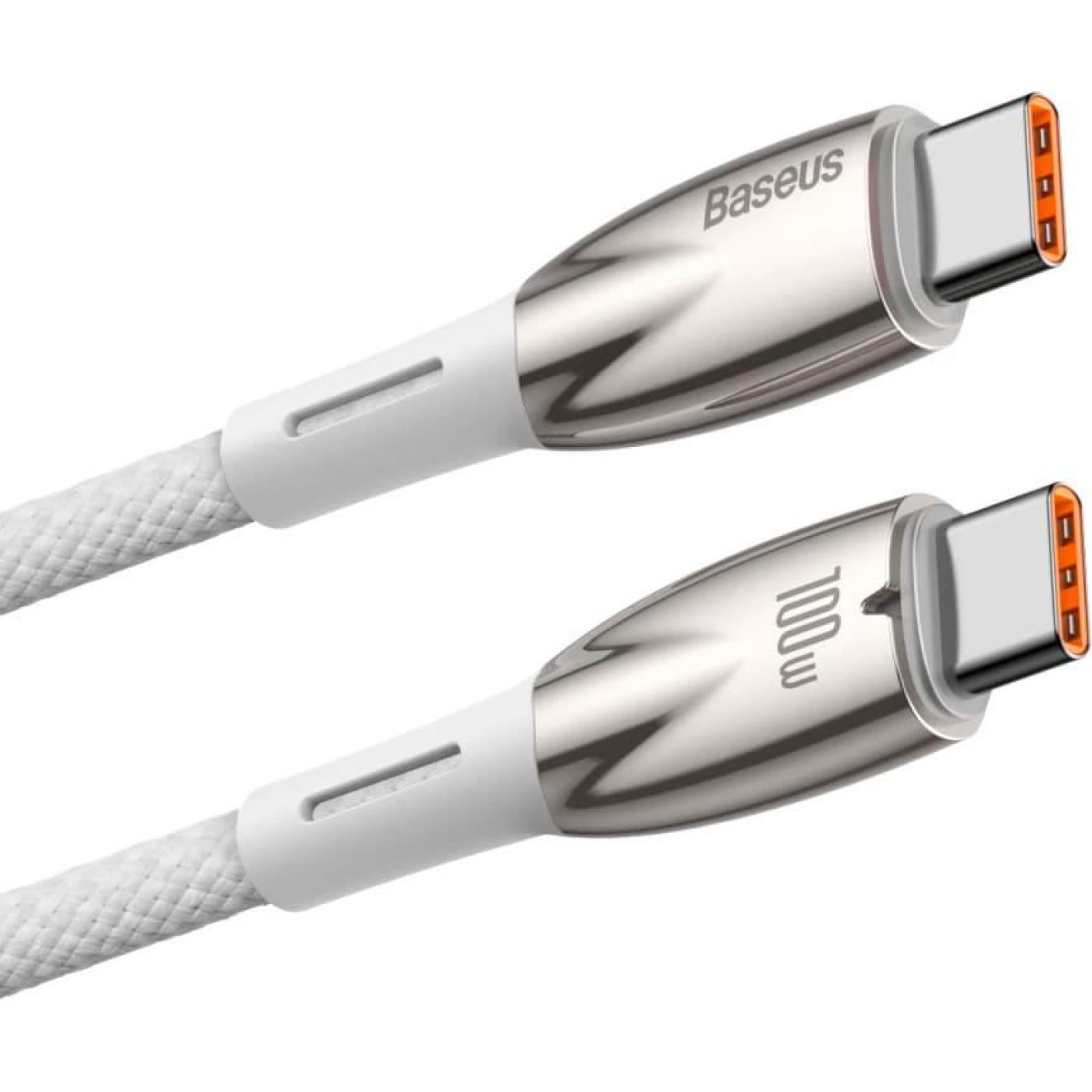 Кабель Baseus USB Type-C Glimmer Series Power Delivery Type-C to Type-C 100W 1m White (CADH000702)