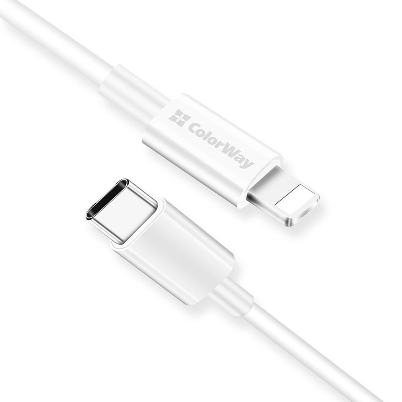 Кабель ColorWay Type-C - Apple Lightning (PD Fast Charging) 3.0А 1m White (CW-CBPDCL032-WH)