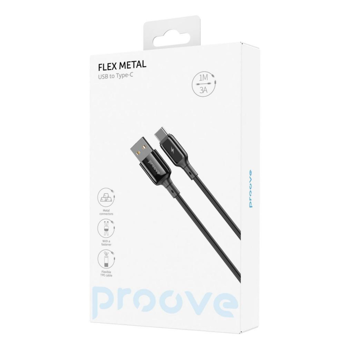 Кабель Proove Flex Metal USB to Type-C 3A (1m) black (CCFM20001201)