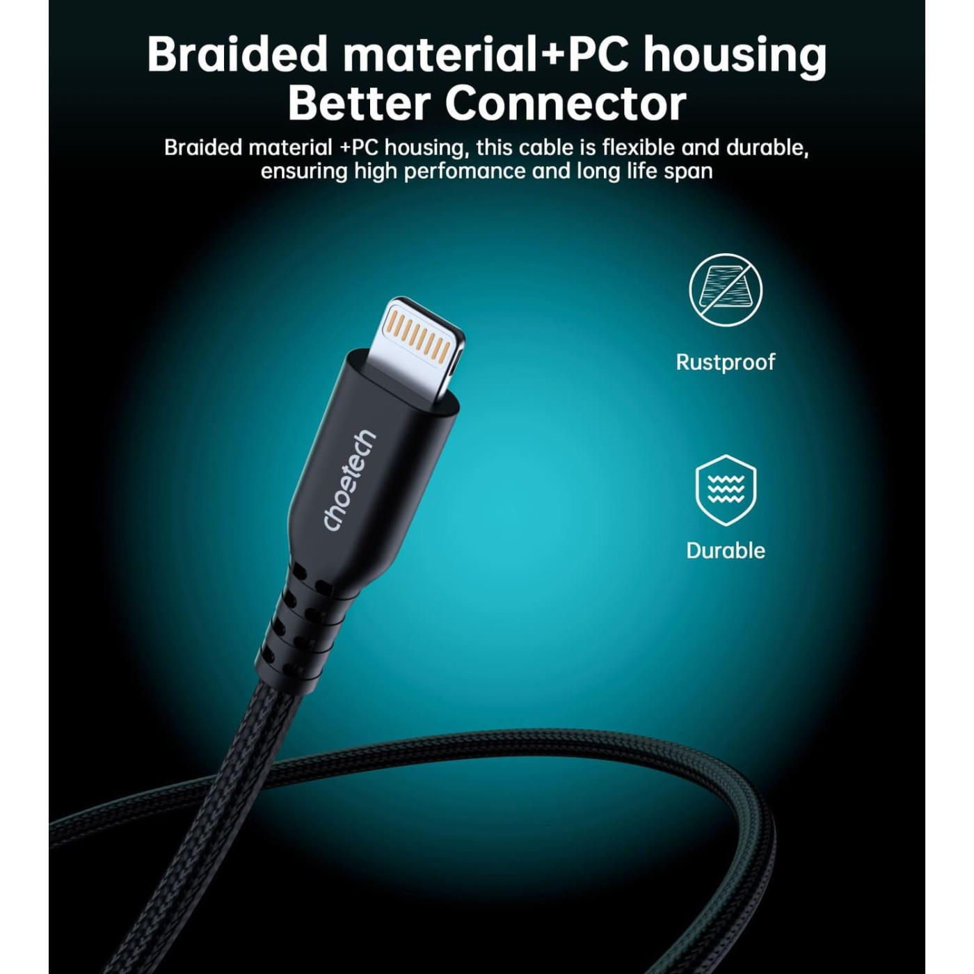 Кабель Choetech XCL-1021-BK MFI PD 20W Type-C / Lightning 1.8m Black (XCL-1021-BK)