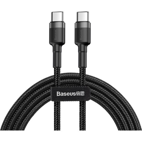 Кабель Baseus Cafule Type-C to Type-C PD 2.0 60W (2m) gray/black (CATKLF-HG1)