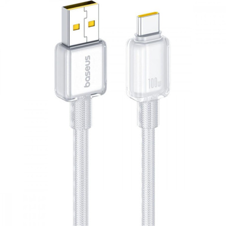 Кабель Baseus Crystal Fast Charging Data USB to Type-C (Car Charging Supported) 100W/7.5W (1m) white (E0427900)