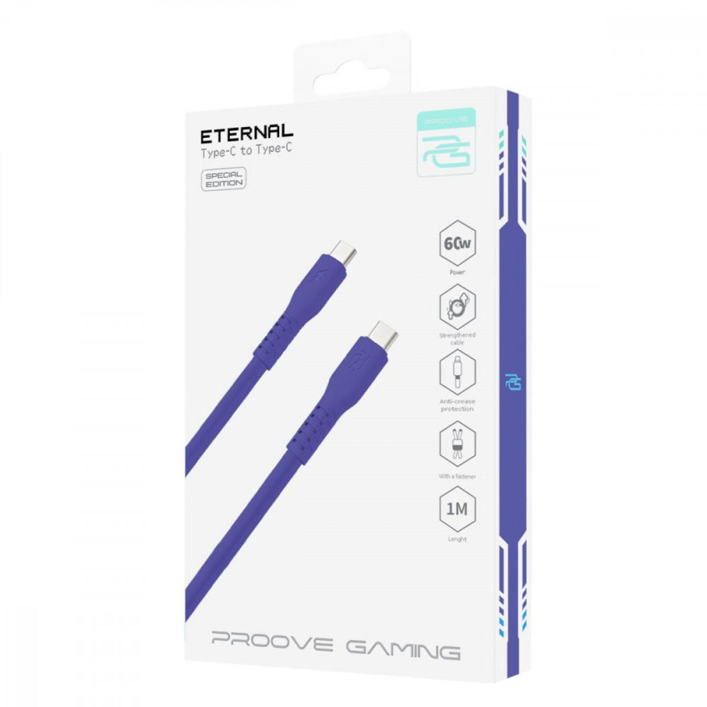 Кабель Proove Gaming Eternal Type-C to Type-C 60W (1m) purple (CCET60002215)